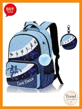 Dance Backpack for Girls Women with Coin Purse & Key Chain, Water-Resistant